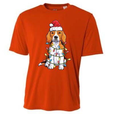 Beagle Santa Christmas Tree Lights Xmas Funny Gift Boys Gift Cooling Performance Crew T-Shirt