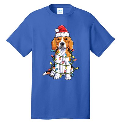 Beagle Santa Christmas Tree Lights Xmas Funny Gift Boys Gift Tall T-Shirt