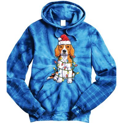 Beagle Santa Christmas Tree Lights Xmas Funny Gift Boys Gift Tie Dye Hoodie