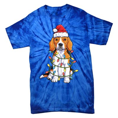 Beagle Santa Christmas Tree Lights Xmas Funny Gift Boys Gift Tie-Dye T-Shirt