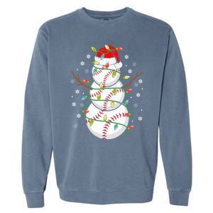 Baseball Snow Christmas Santa Hat Lights Snowflakes Xmas Funny Gift Garment-Dyed Sweatshirt