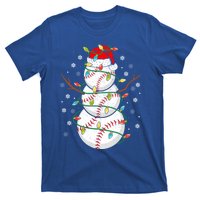 Baseball Snow Christmas Santa Hat Lights Snowflakes Xmas Funny Gift T-Shirt