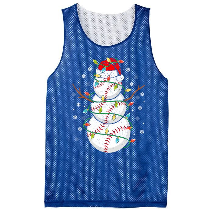 Baseball Snow Christmas Santa Hat Lights Snowflakes Xmas Funny Gift Mesh Reversible Basketball Jersey Tank