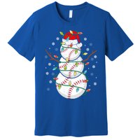 Baseball Snow Christmas Santa Hat Lights Snowflakes Xmas Funny Gift Premium T-Shirt