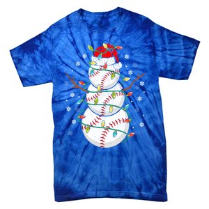 Baseball Snow Christmas Santa Hat Lights Snowflakes Xmas Funny Gift Tie-Dye T-Shirt