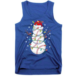 Baseball Snow Christmas Santa Hat Lights Snowflakes Xmas Funny Gift Tank Top