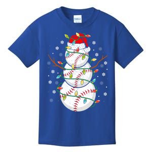 Baseball Snow Christmas Santa Hat Lights Snowflakes Xmas Funny Gift Kids T-Shirt