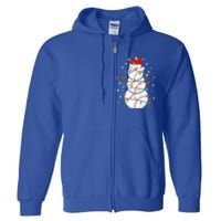 Baseball Snow Christmas Santa Hat Lights Snowflakes Xmas Funny Gift Full Zip Hoodie