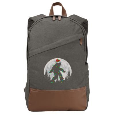 Bigfoot Santa Christmas Tree Lights Funny Xmas Sasquatch Cotton Canvas Backpack