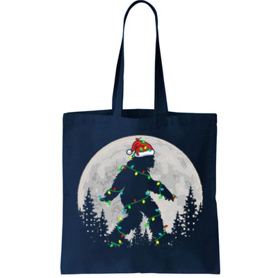 Bigfoot Santa Christmas Tree Lights Funny Xmas Sasquatch Tote Bag