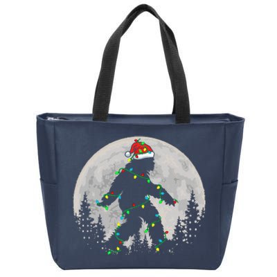 Bigfoot Santa Christmas Tree Lights Funny Xmas Sasquatch Zip Tote Bag