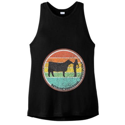 Because Show Cows ...Obviously Fun Cattle Showing Fair Ladies PosiCharge Tri-Blend Wicking Tank