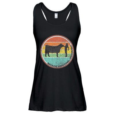Because Show Cows ...Obviously Fun Cattle Showing Fair Ladies Essential Flowy Tank
