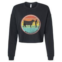 Because Show Cows ...Obviously Fun Cattle Showing Fair Cropped Pullover Crew
