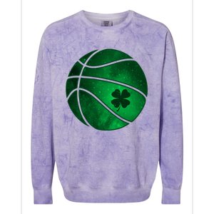 Basketball Shamrock Clover Leaf Pajama St Patrick's Day Gift Colorblast Crewneck Sweatshirt