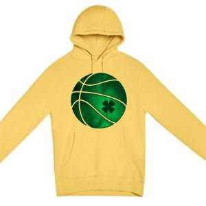 Basketball Shamrock Clover Leaf Pajama St Patrick's Day Gift Premium Pullover Hoodie