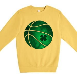 Basketball Shamrock Clover Leaf Pajama St Patrick's Day Gift Premium Crewneck Sweatshirt