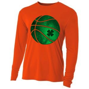 Basketball Shamrock Clover Leaf Pajama St Patrick's Day Gift Cooling Performance Long Sleeve Crew