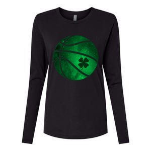 Basketball Shamrock Clover Leaf Pajama St Patrick's Day Gift Womens Cotton Relaxed Long Sleeve T-Shirt