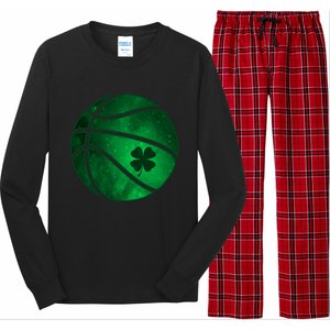 Basketball Shamrock Clover Leaf Pajama St Patrick's Day Gift Long Sleeve Pajama Set