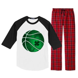 Basketball Shamrock Clover Leaf Pajama St Patrick's Day Gift Raglan Sleeve Pajama Set