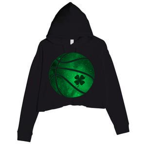 Basketball Shamrock Clover Leaf Pajama St Patrick's Day Gift Crop Fleece Hoodie