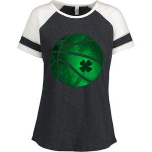 Basketball Shamrock Clover Leaf Pajama St Patrick's Day Gift Enza Ladies Jersey Colorblock Tee