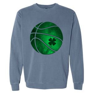 Basketball Shamrock Clover Leaf Pajama St Patrick's Day Gift Garment-Dyed Sweatshirt