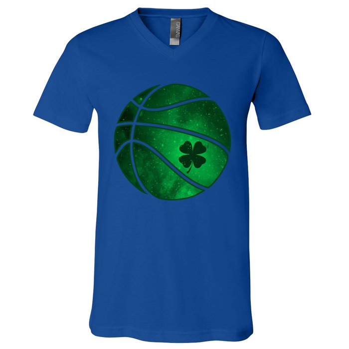 Basketball Shamrock Clover Leaf Pajama St Patrick's Day Gift V-Neck T-Shirt