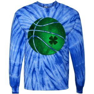 Basketball Shamrock Clover Leaf Pajama St Patrick's Day Gift Tie-Dye Long Sleeve Shirt