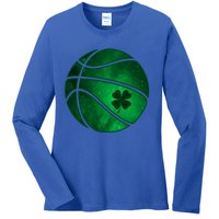 Basketball Shamrock Clover Leaf Pajama St Patrick's Day Gift Ladies Long Sleeve Shirt