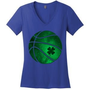 Basketball Shamrock Clover Leaf Pajama St Patrick's Day Gift Women's V-Neck T-Shirt