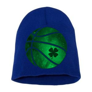 Basketball Shamrock Clover Leaf Pajama St Patrick's Day Gift Short Acrylic Beanie