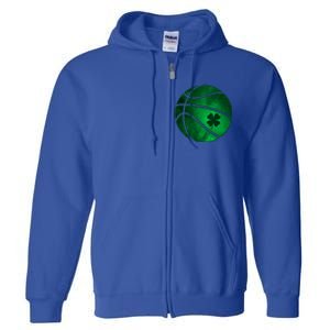 Basketball Shamrock Clover Leaf Pajama St Patrick's Day Gift Full Zip Hoodie