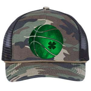 Basketball Shamrock Clover Leaf Pajama St Patrick's Day Gift Retro Rope Trucker Hat Cap