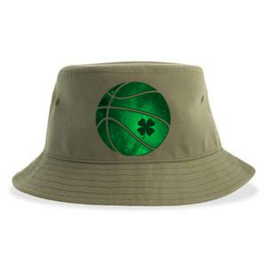 Basketball Shamrock Clover Leaf Pajama St Patrick's Day Gift Sustainable Bucket Hat