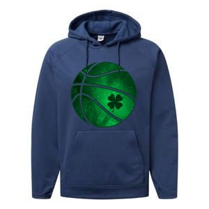 Basketball Shamrock Clover Leaf Pajama St Patrick's Day Gift Performance Fleece Hoodie