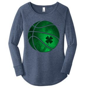 Basketball Shamrock Clover Leaf Pajama St Patrick's Day Gift Women's Perfect Tri Tunic Long Sleeve Shirt