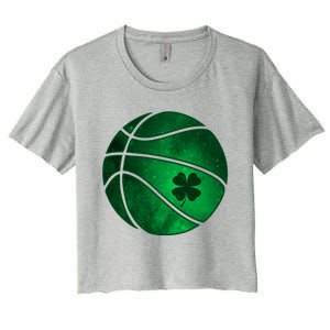 Basketball Shamrock Clover Leaf Pajama St Patrick's Day Gift Women's Crop Top Tee