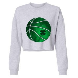 Basketball Shamrock Clover Leaf Pajama St Patrick's Day Gift Cropped Pullover Crew