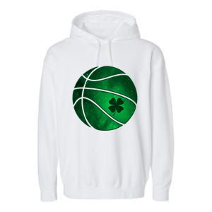 Basketball Shamrock Clover Leaf Pajama St Patrick's Day Gift Garment-Dyed Fleece Hoodie