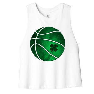 Basketball Shamrock Clover Leaf Pajama St Patrick's Day Gift Women's Racerback Cropped Tank