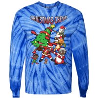 Black Santa Claus Cool Gift African American Christmas Crew Cool Gift Tie-Dye Long Sleeve Shirt