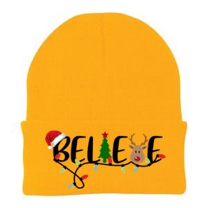 Believe Santa Claus Reindeer Christmas Festive Knit Cap Winter Beanie