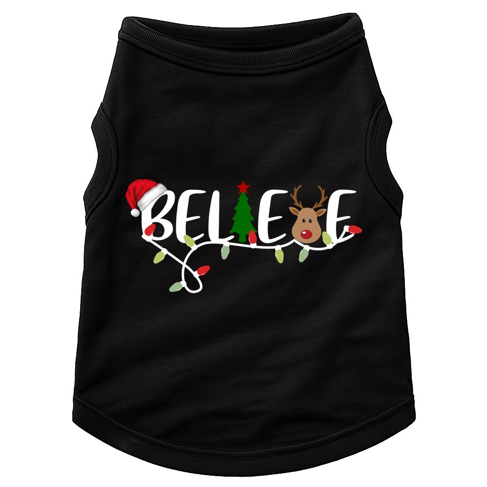 Believe Santa Claus Reindeer Christmas Festive Doggie Tank