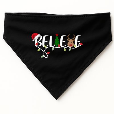 Believe Santa Claus Reindeer Christmas Festive USA-Made Doggie Bandana