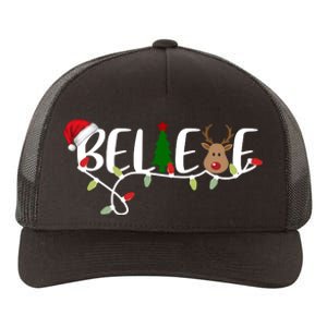 Believe Santa Claus Reindeer Christmas Festive Yupoong Adult 5-Panel Trucker Hat