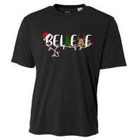 Believe Santa Claus Reindeer Christmas Festive Cooling Performance Crew T-Shirt