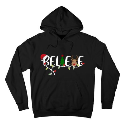 Believe Santa Claus Reindeer Christmas Festive Hoodie