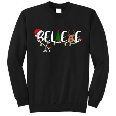 Believe Santa Claus Reindeer Christmas Festive Sweatshirt